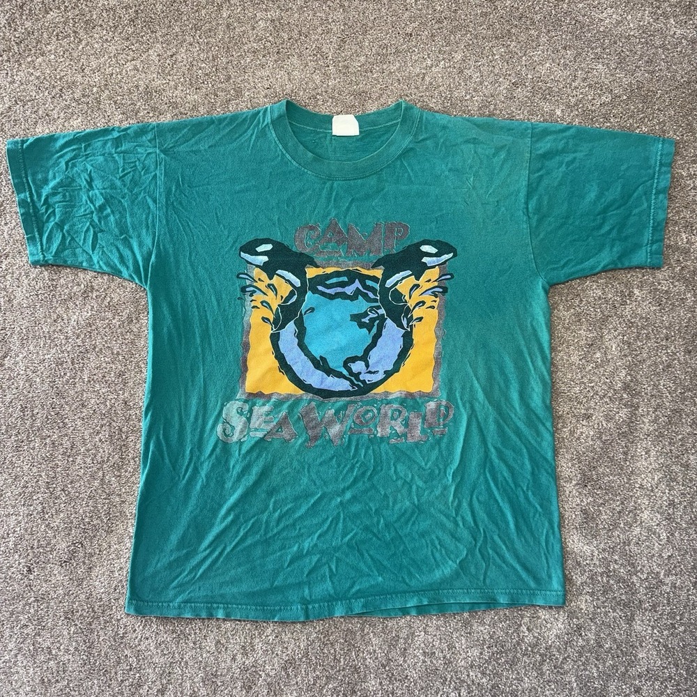 Vintage Sea World Camp Big Logo Promo Event Large Shirt